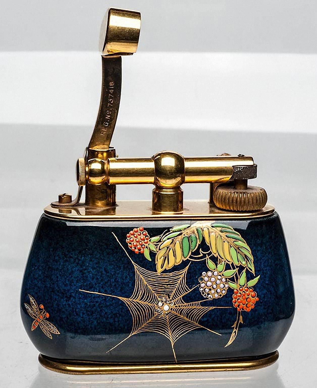 An exquisite finely glazed ceramic lighter produced by the famous 