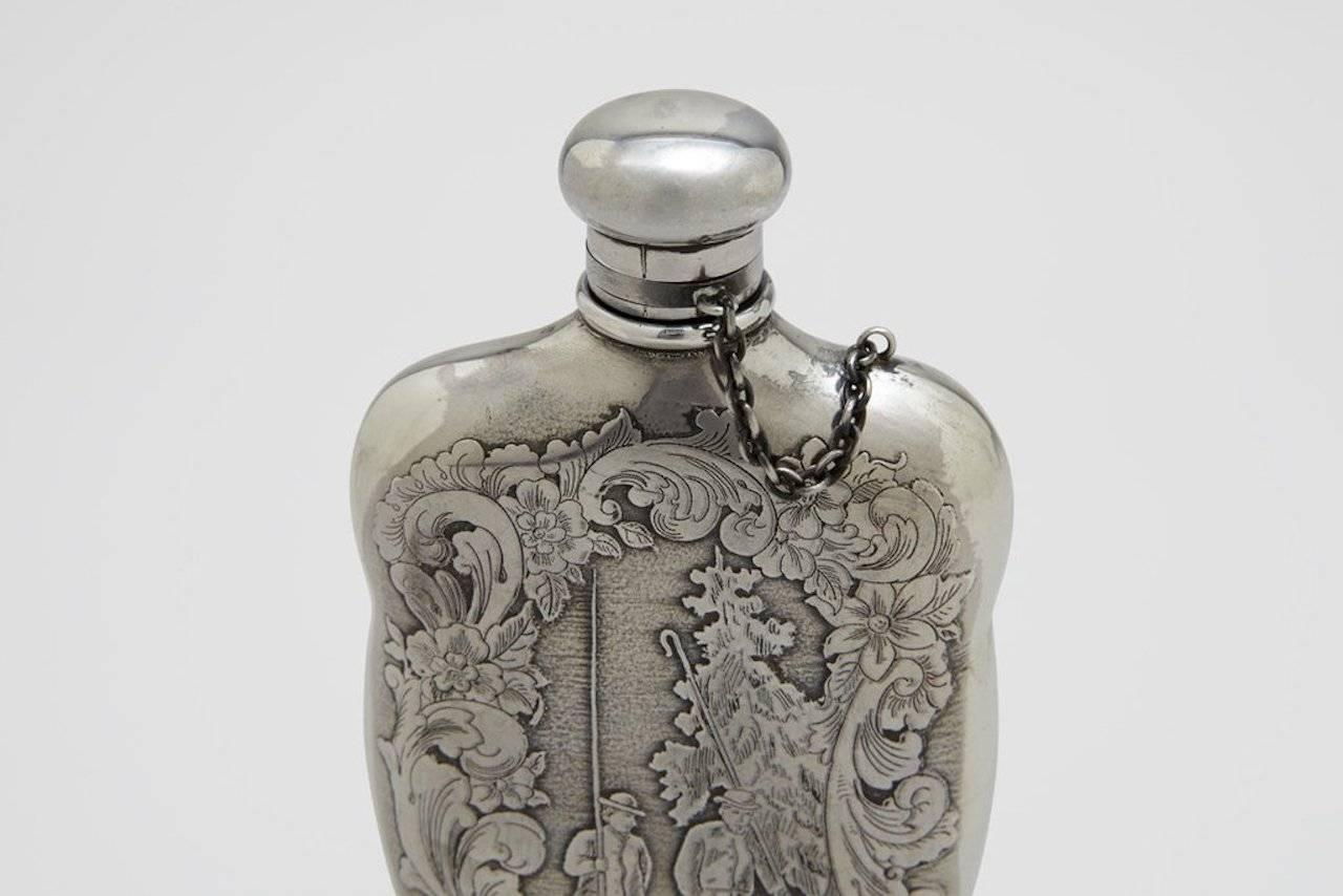 American Sterling Silver Fly Fishing Hip Flask