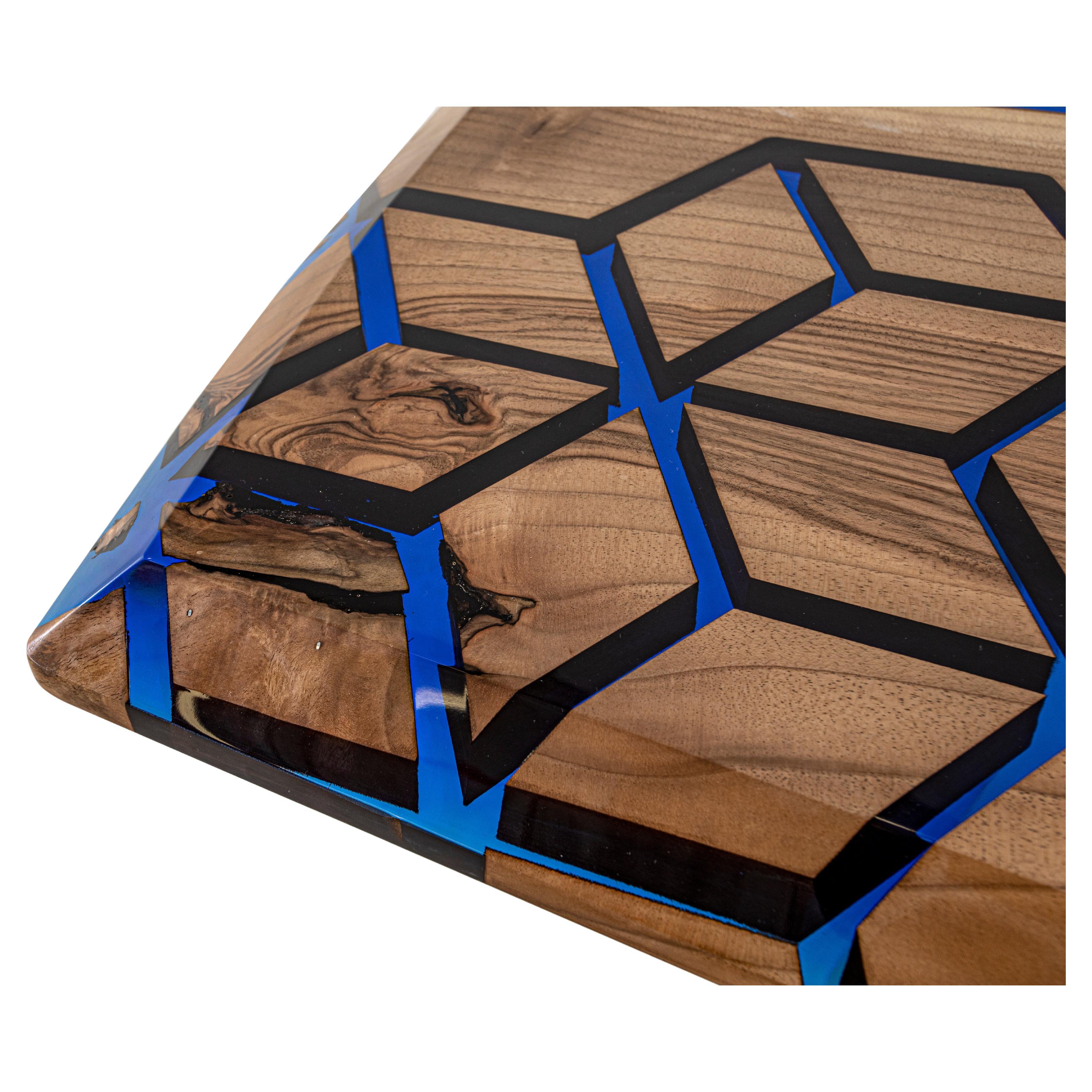 Diamond Shaped Epoxy Resin Table

This table is made of walnut wood. We combined walnut wood with night blue epoxy resin colour. 

Custom sizes, colours and finishes are available!