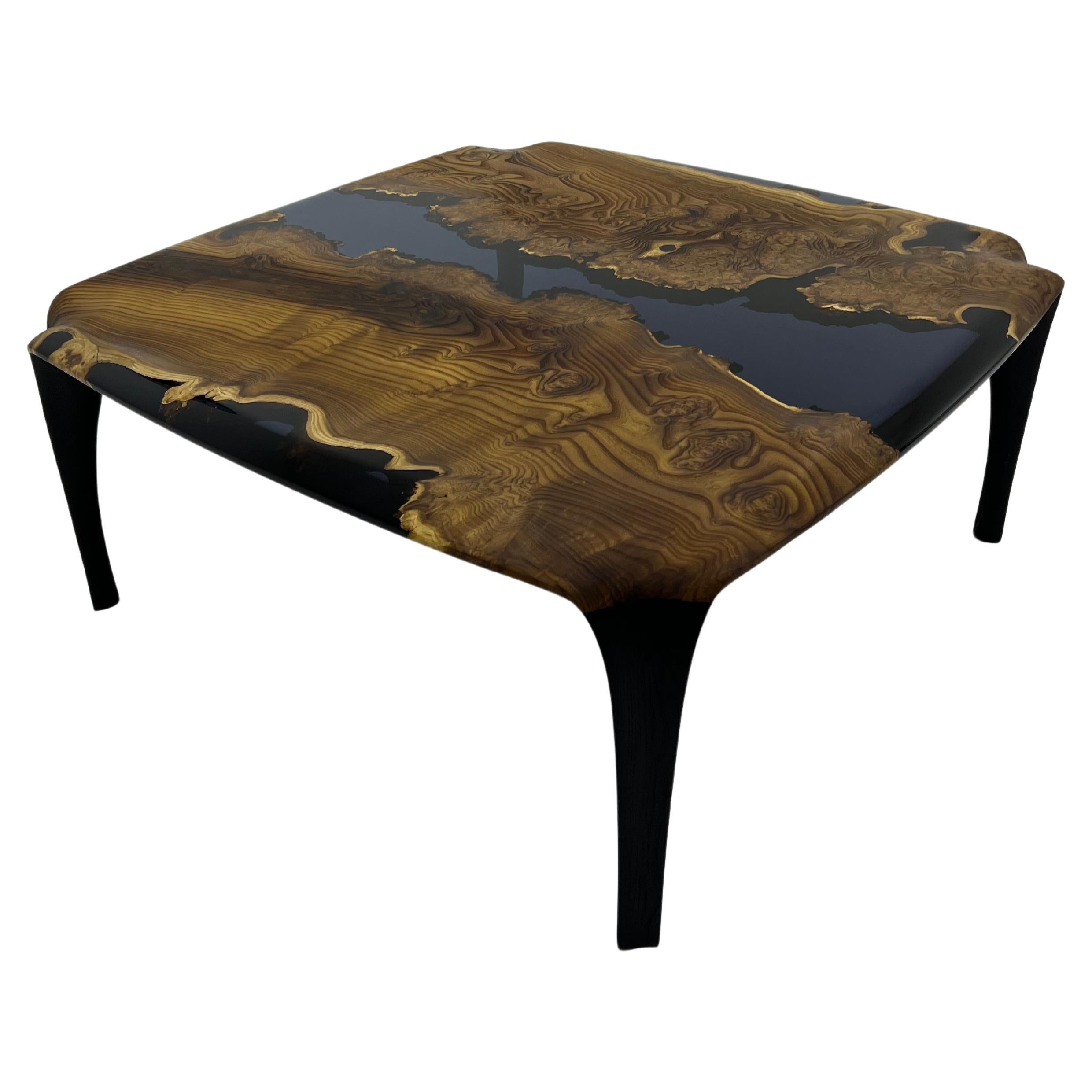 Black Wood Epoxy Resin Modern Coffee Table For Sale at 1stDibs