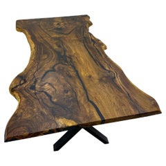 Massive Walnut Live Edge One Piece Dining Table - Large Walnut Wood Table