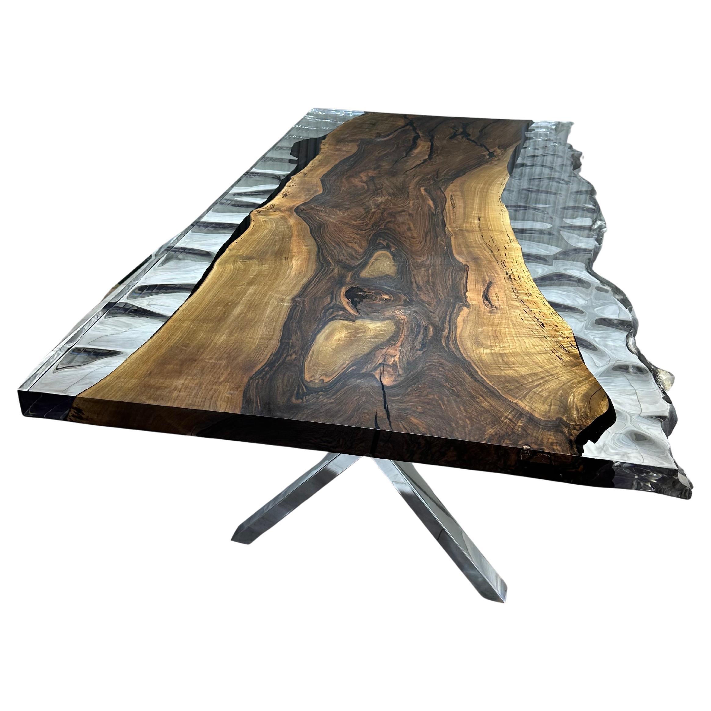 Wavy Resin Dining Table - Custom Wood Table For Sale