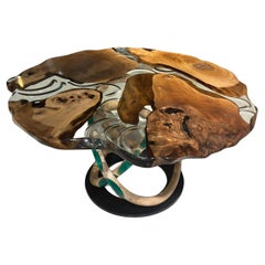 Clear Epoxy Resin Modern Wooden Dining Table - Round Epoxy Table