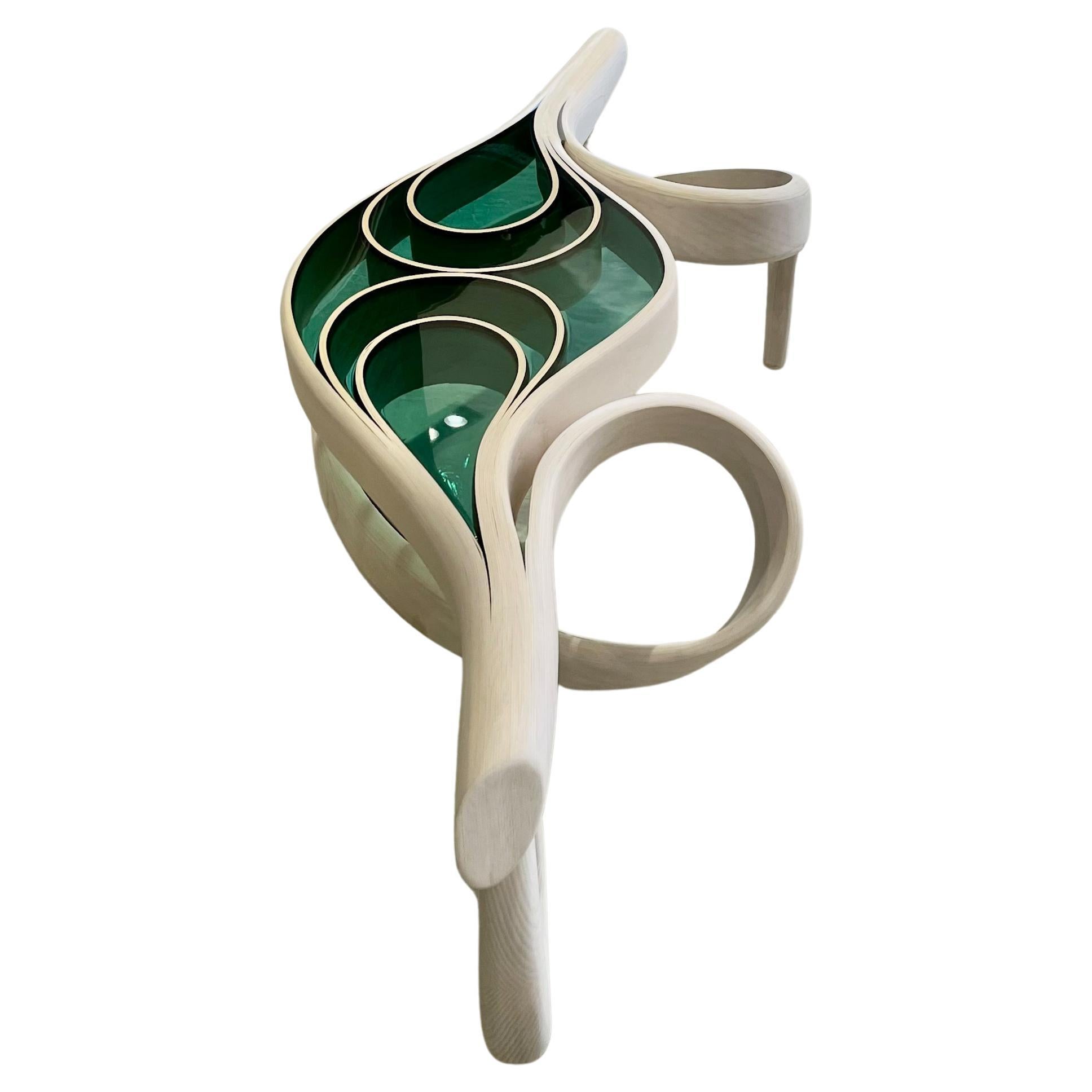 Tavolino da caffè in resina epossidica intagliata, tavolino da caffè dal design unico