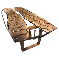 Hexagon Epoxy Resin Clear Dining Table - Geometrical Epoxy Table
