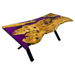 Solid Wood Epoxy Resin Table With Olive - Custom Dining Table