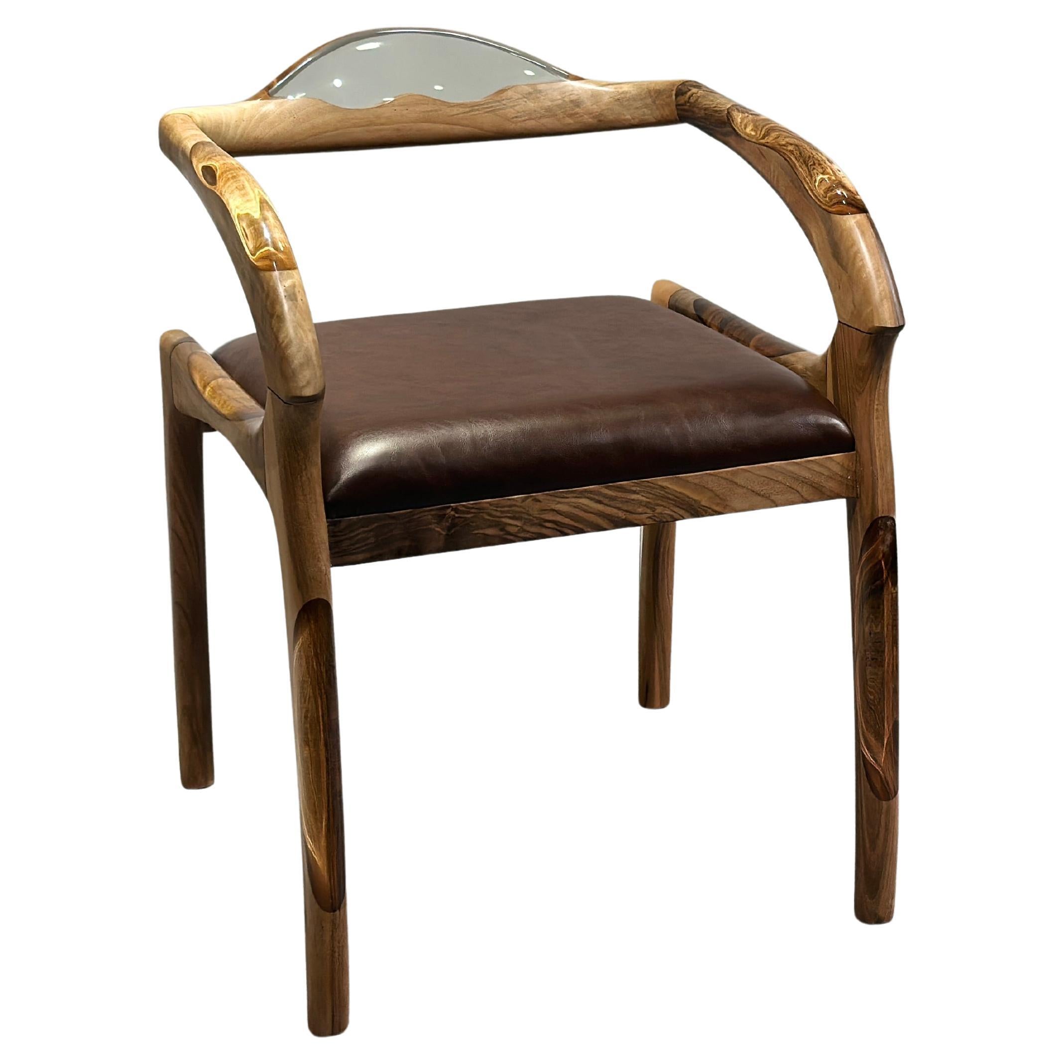 Clear Epoxy Walnut Chair