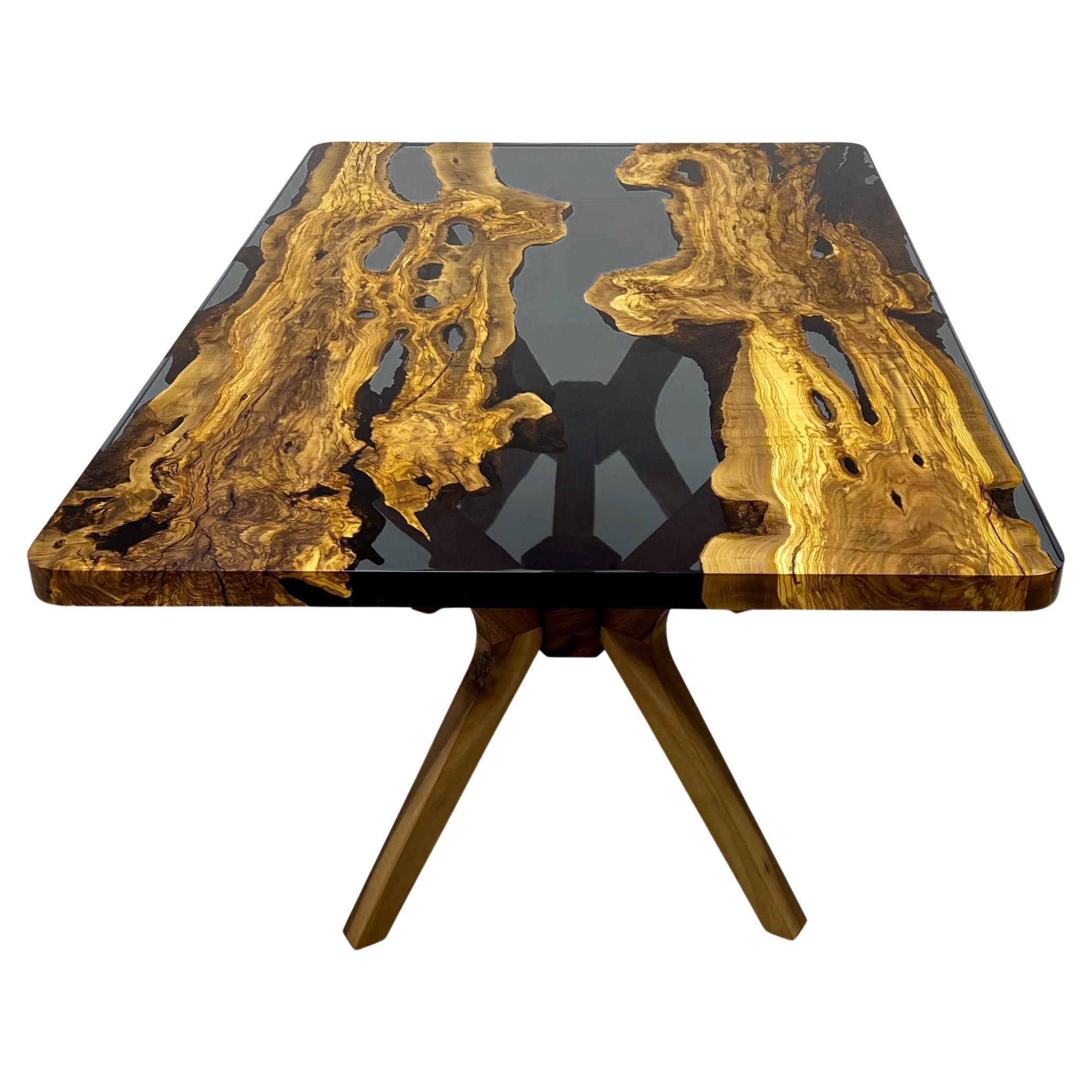 Tavolo da pranzo in resina epossidica grigio scuro Oliver - Tavolo in resina Wood