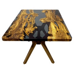 Tavolo da pranzo in resina epossidica grigio scuro Oliver - Tavolo in resina Wood
