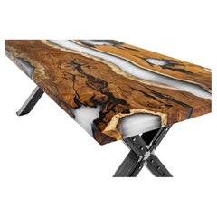 Smoky Epoxy Resin River Wood Dining Table - Epoxy Resin Dining Table Top