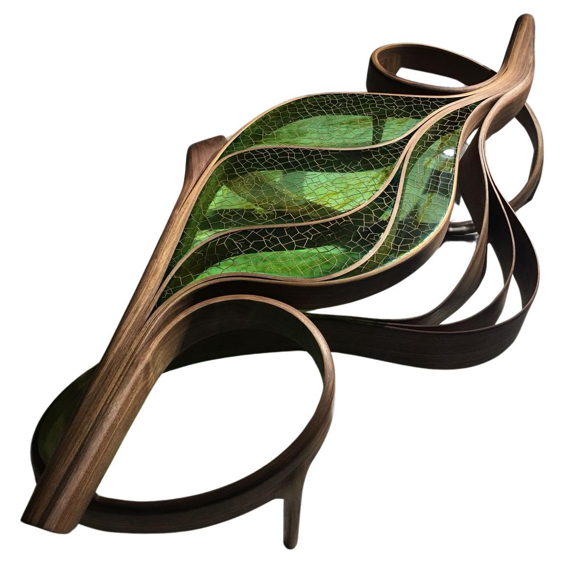 Table basse feuille de luxe en résine époxy personnalisée - Table basse sculptée