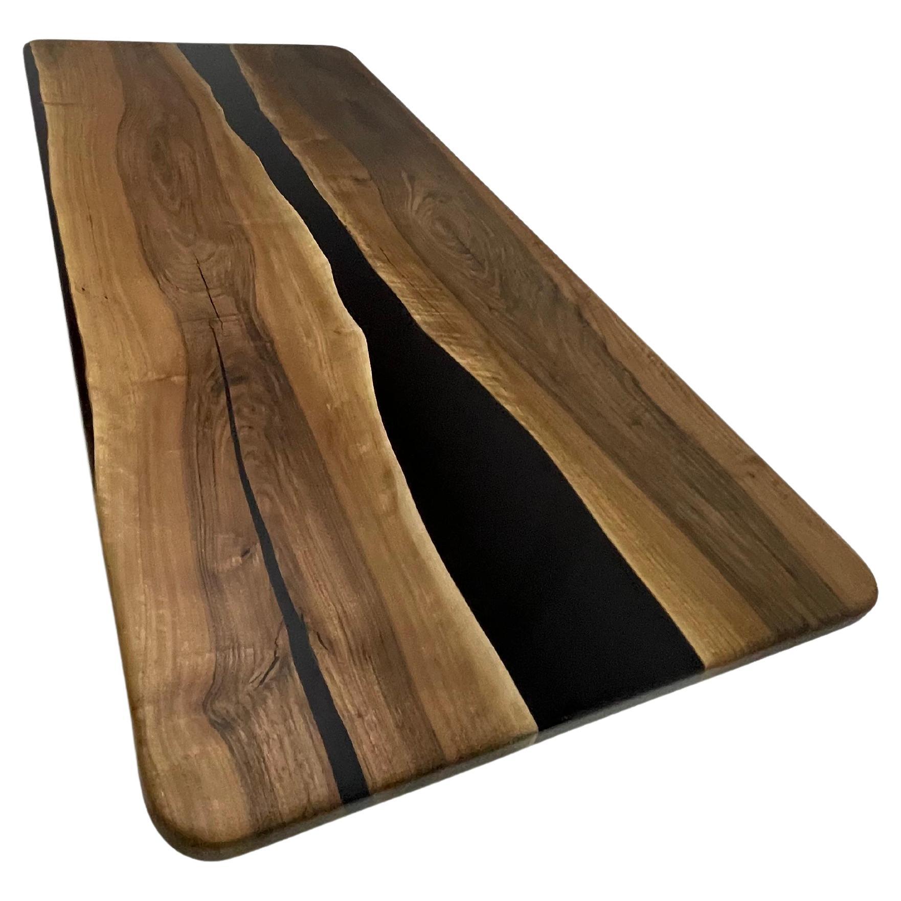 Mesa de Comedor Río Resina Negra - Mesa de Madera para Cocina - Muebles de Madera de Alta Gama
