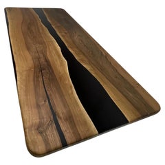 Black Resin River Dining Table - Kitchen Wood Table - High End Wooden Furniture