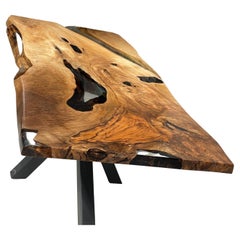 Tavolo in legno - Tavolo in resina epossidica con bordo vivo personalizzato - Tavolo con bordo vivo