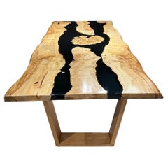Ash Wood River Epoxy Dining Table - Luxury Furniture Custom Design