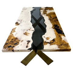 Custom %100 Natural Glass River Table - Custom River Wood Dining Table
