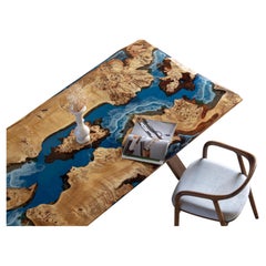 Tavolo epossidico Ocean - Tavolo da pranzo in legno personalizzato - Tavolo fluviale personalizzabile