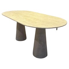 Mesa Elipse Mármol - Mesa Elipse Oval Travertino - Mesa Pata Cónica
