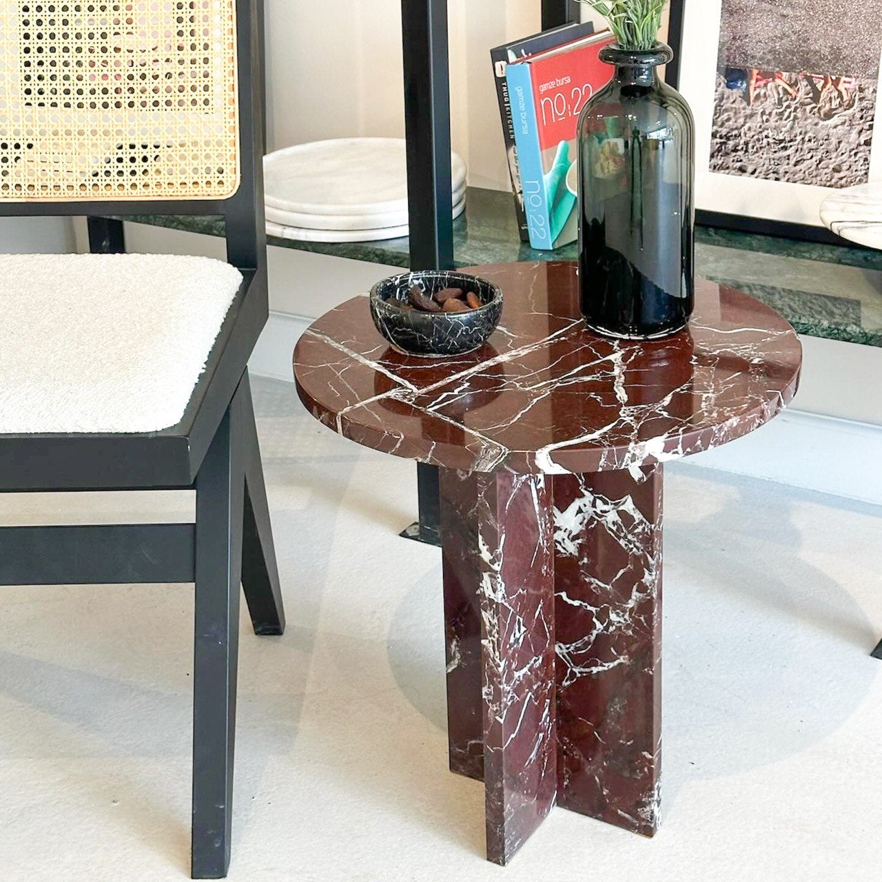 Mesa auxiliar de mármol rojo - Mesa baja de mármol rojo - Mesa auxiliar Rosso Levanto
