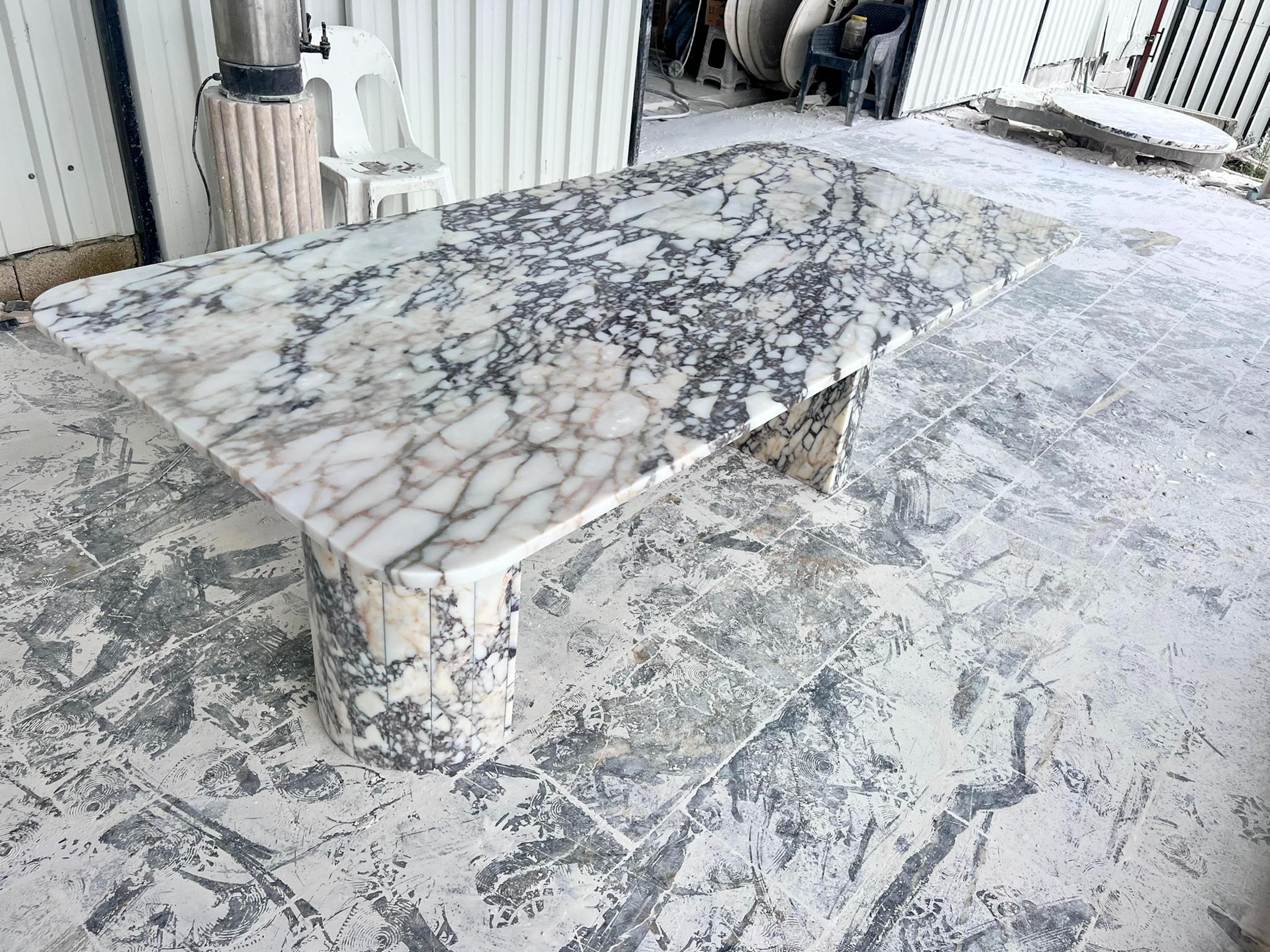 Contemporary Custom Calacatta Viola Oval Dining Table - Calacatta Marble Custom Table For Sale