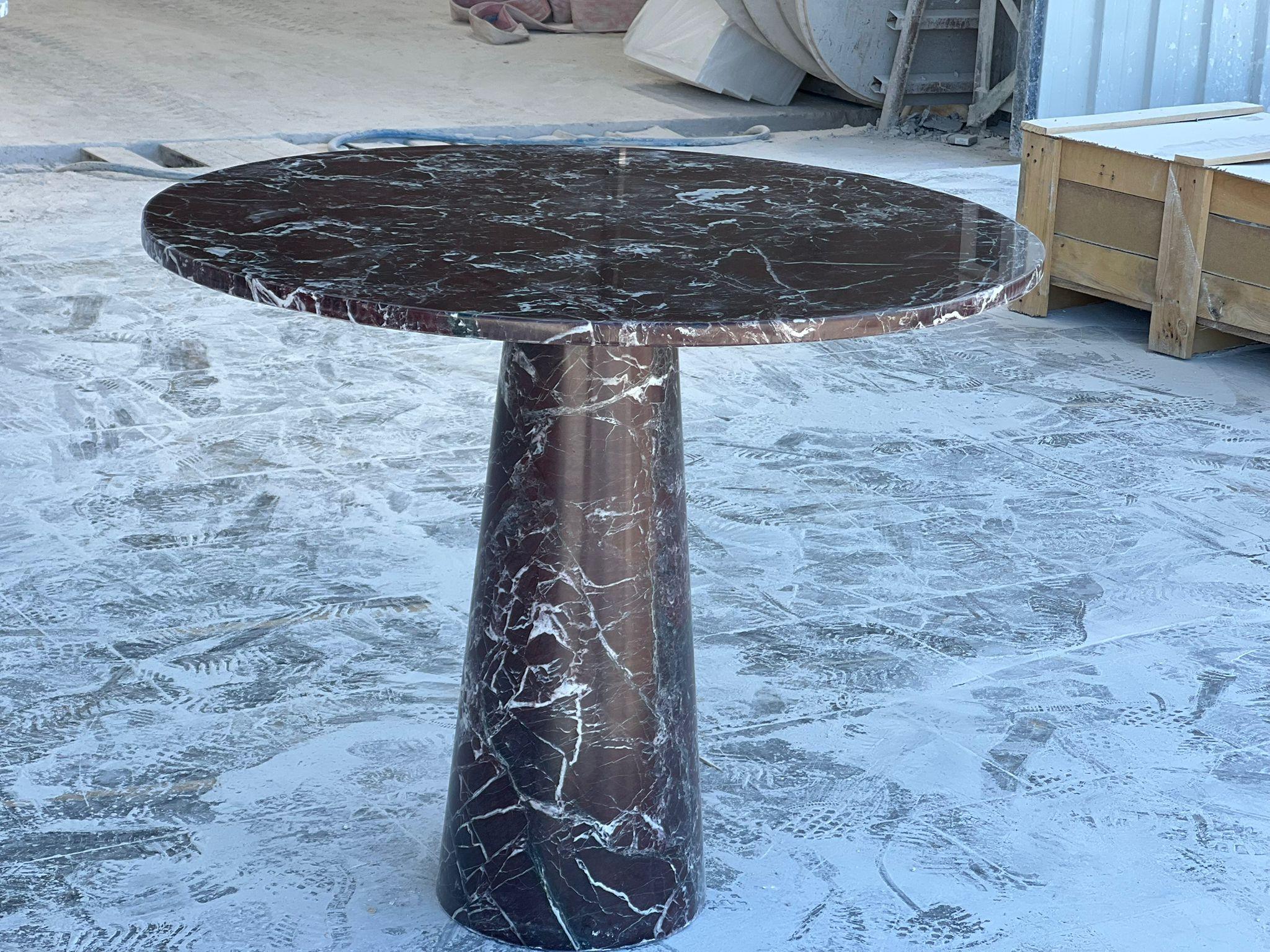 Carved Modern Rosso Levanto Marble Dining Table - Handmade Italy Marble Table For Sale