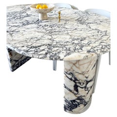 Table de salle à manger moderne ovale en marbre Calacatta Viola, faite à la main