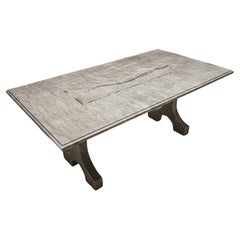 Crocodile Sculptural Marble Dining Table - Rustic Green Marble Table
