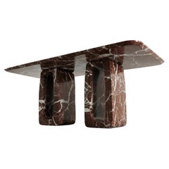 Rosso Levanto Marble Dining Table, Custom Burgundy Marble Table