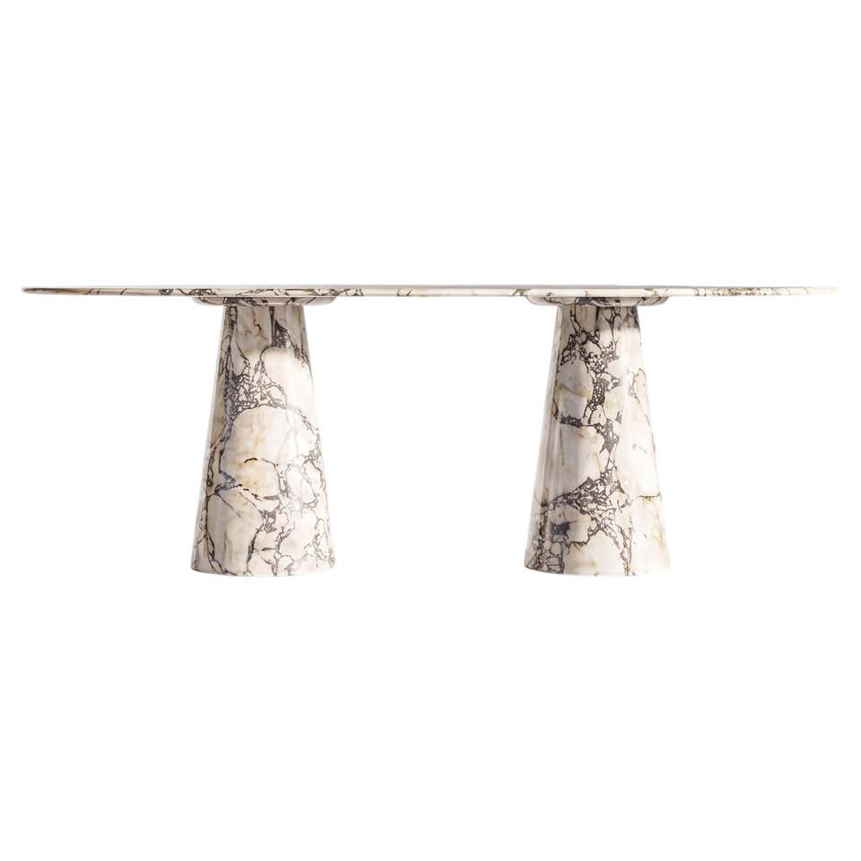 Calacatta Viola Marble Oval Table With Pedestal Base, Custom Dining ...
