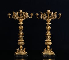 Rare Pair of French Ormolu "Animal" Candelabra, By Thomier A Paris