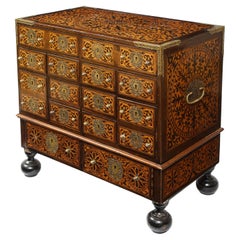 Indo-Portuguese Brass-Mounted Hardwood and Indian Wood Marquetry Cabinet