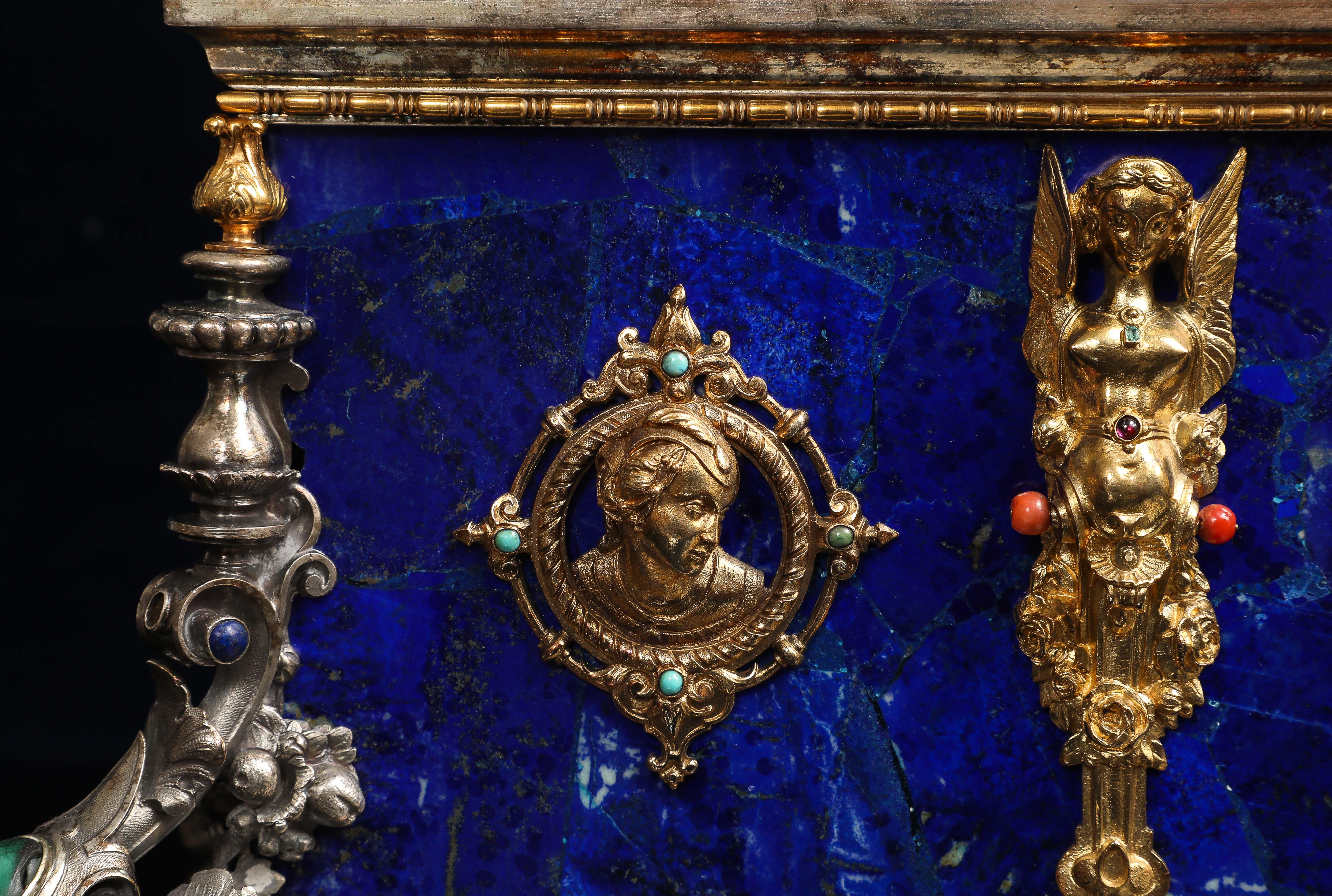 Importante scatola rinascimentale francese in argento, lapislazzuli, Jewell e coperta di gioielli in vendita 2