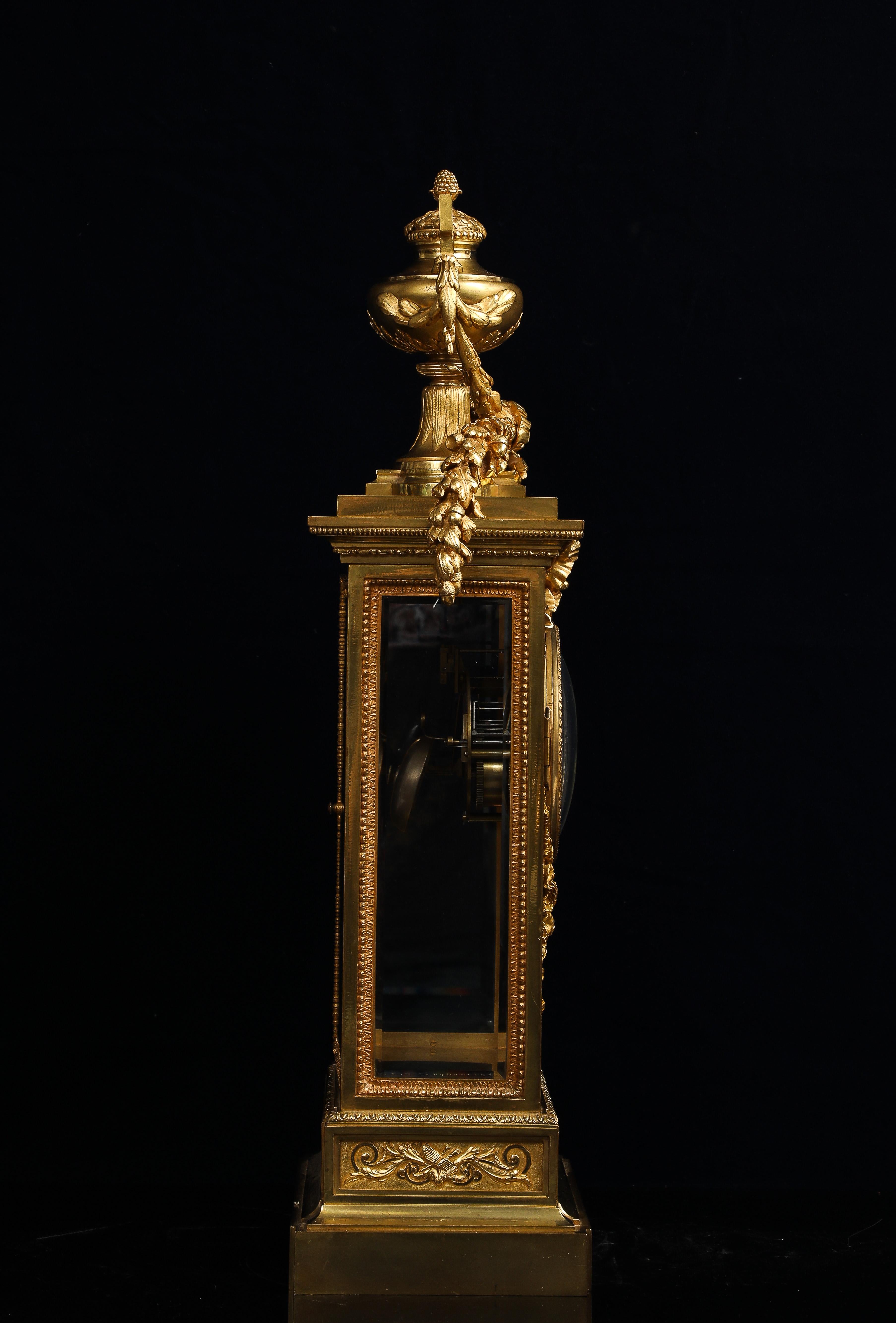 Late 19th Century Monumental 19th C. French Louis XIV Style Gilt Bronze & Cut Glass Mantel Clock For Sale