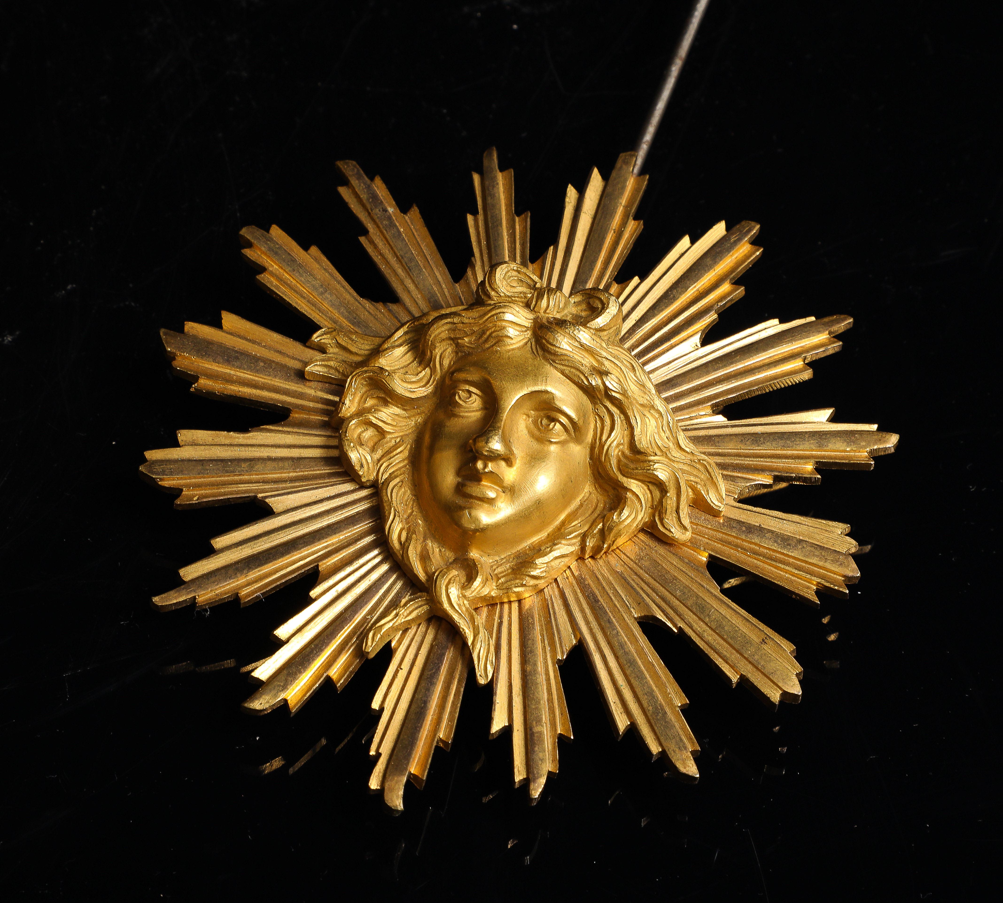 Monumental 19th C. French Louis XIV Style Gilt Bronze & Cut Glass Mantel Clock For Sale 9
