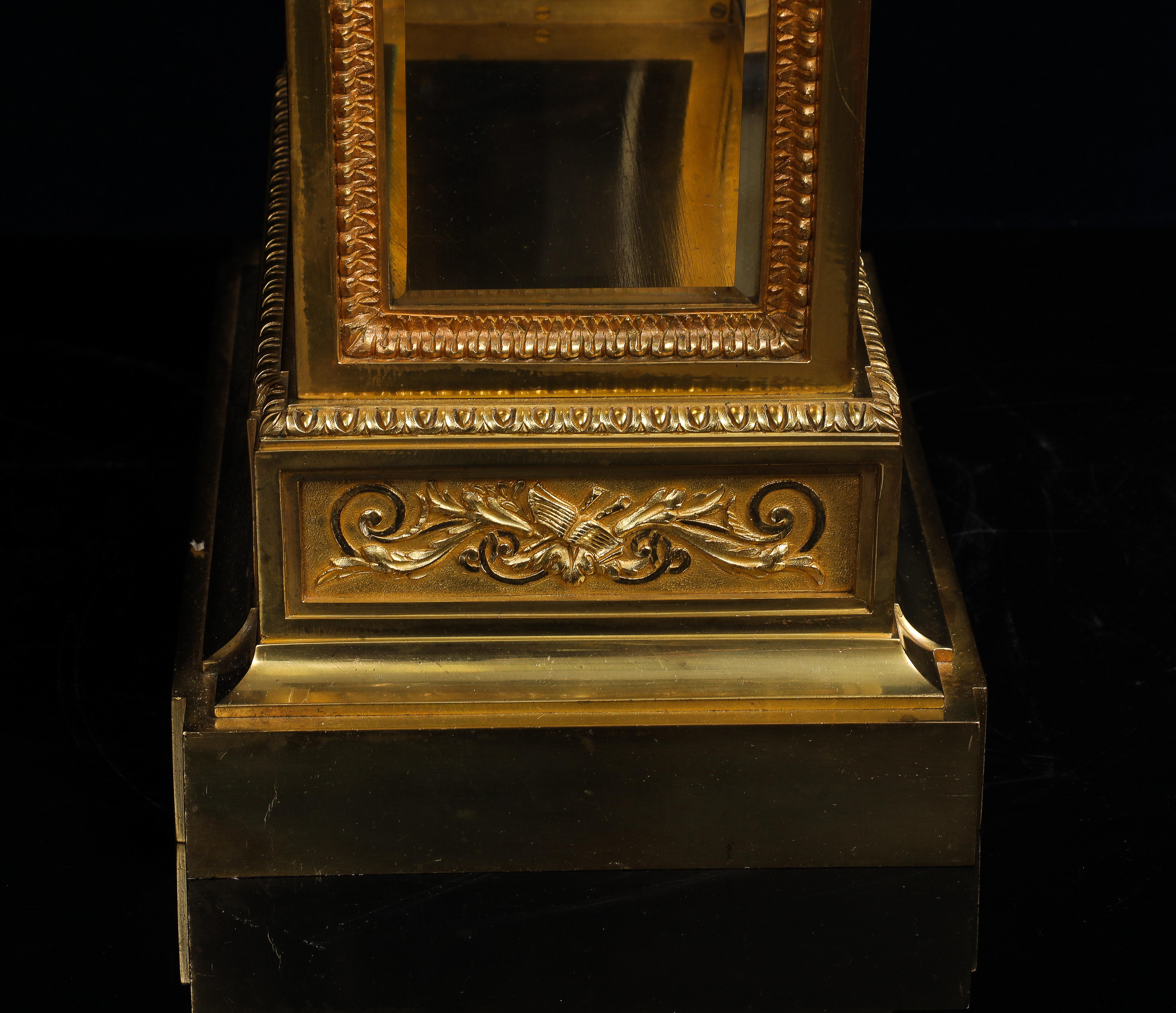 Monumental 19th C. French Louis XIV Style Gilt Bronze & Cut Glass Mantel Clock For Sale 5