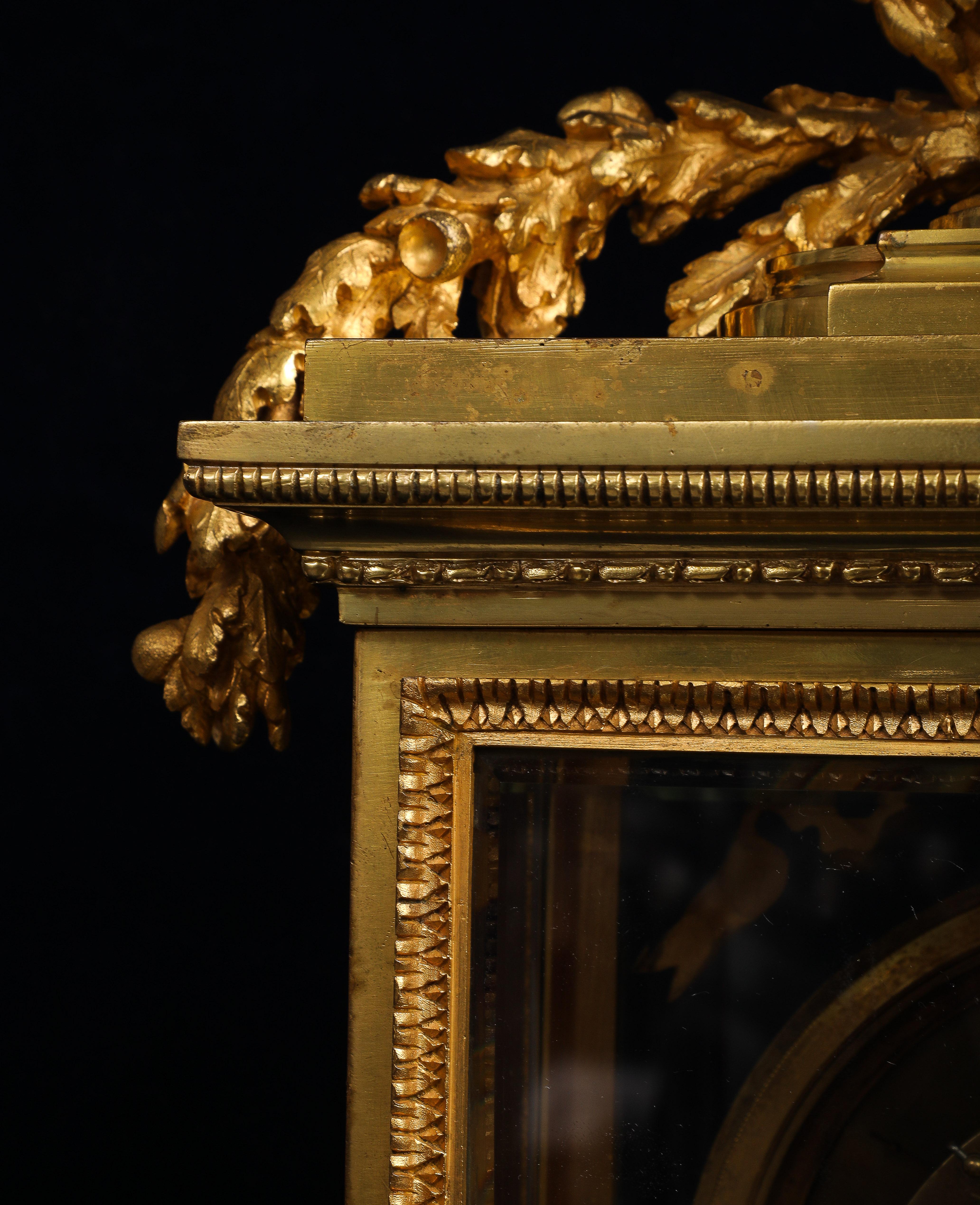 Monumental 19th C. French Louis XIV Style Gilt Bronze & Cut Glass Mantel Clock For Sale 6