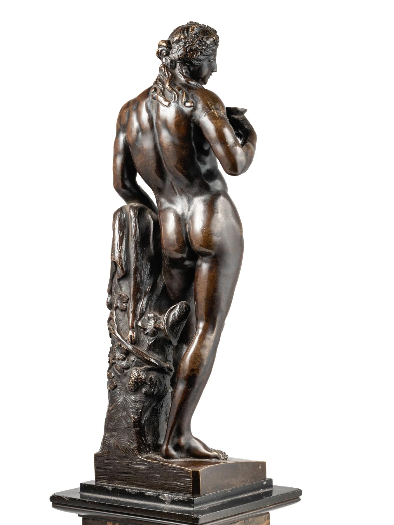 Italiano Scultura in bronzo patinato di Bacco del 18/19° secolo A.I.C. in vendita