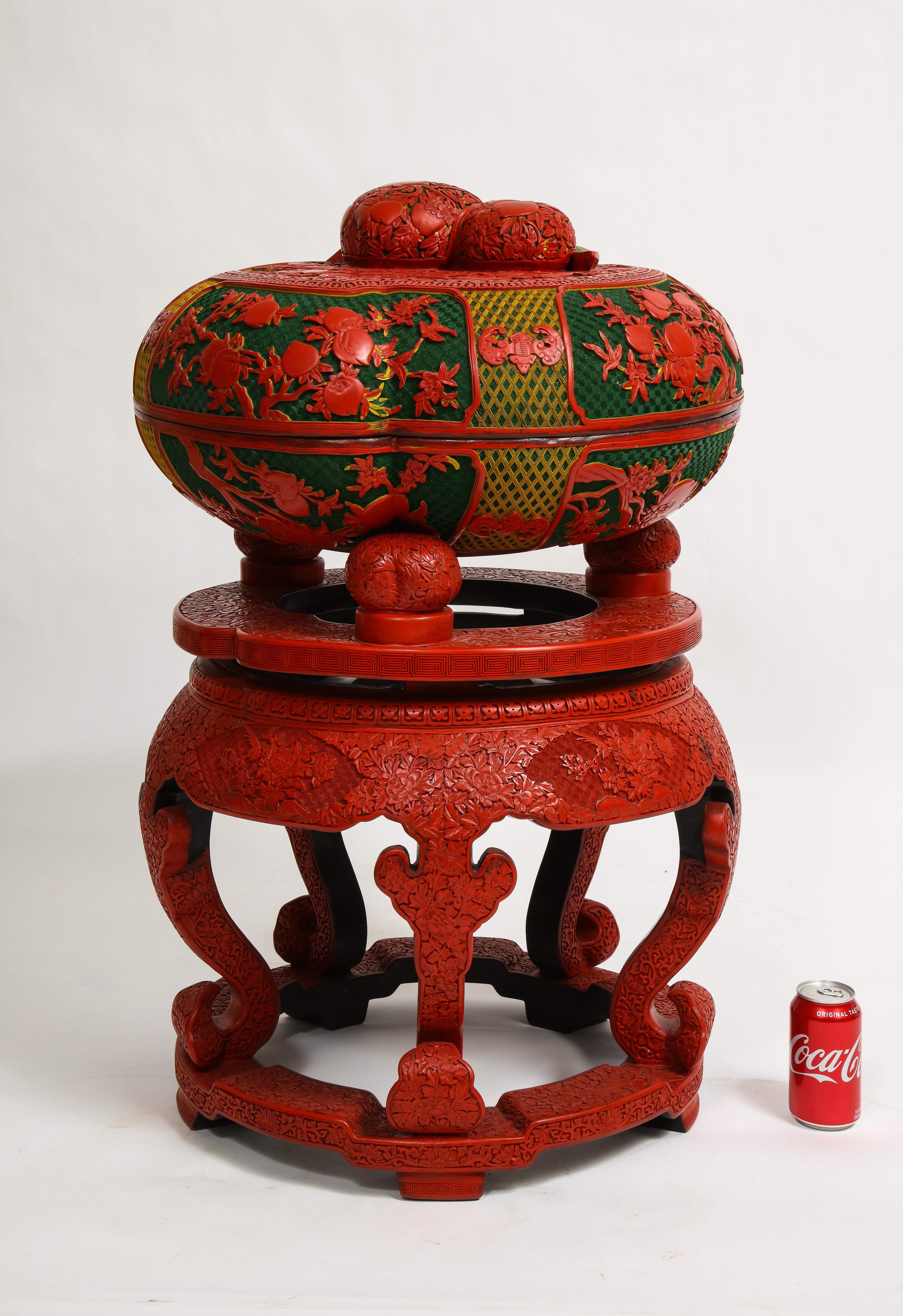 Qing Monumental Chinese 4 Color Cinnabar 