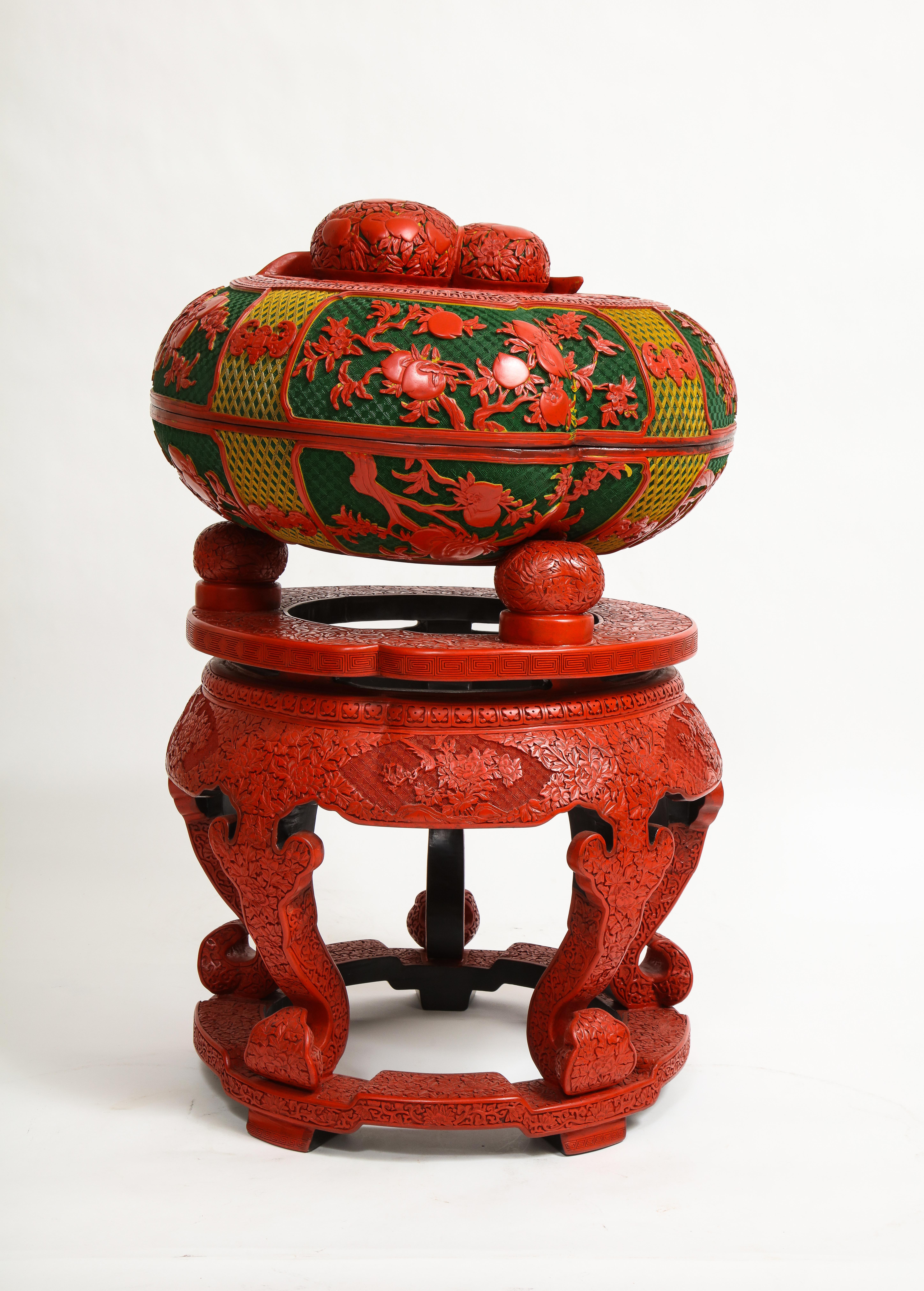 Monumental Chinese 4 Color Cinnabar 