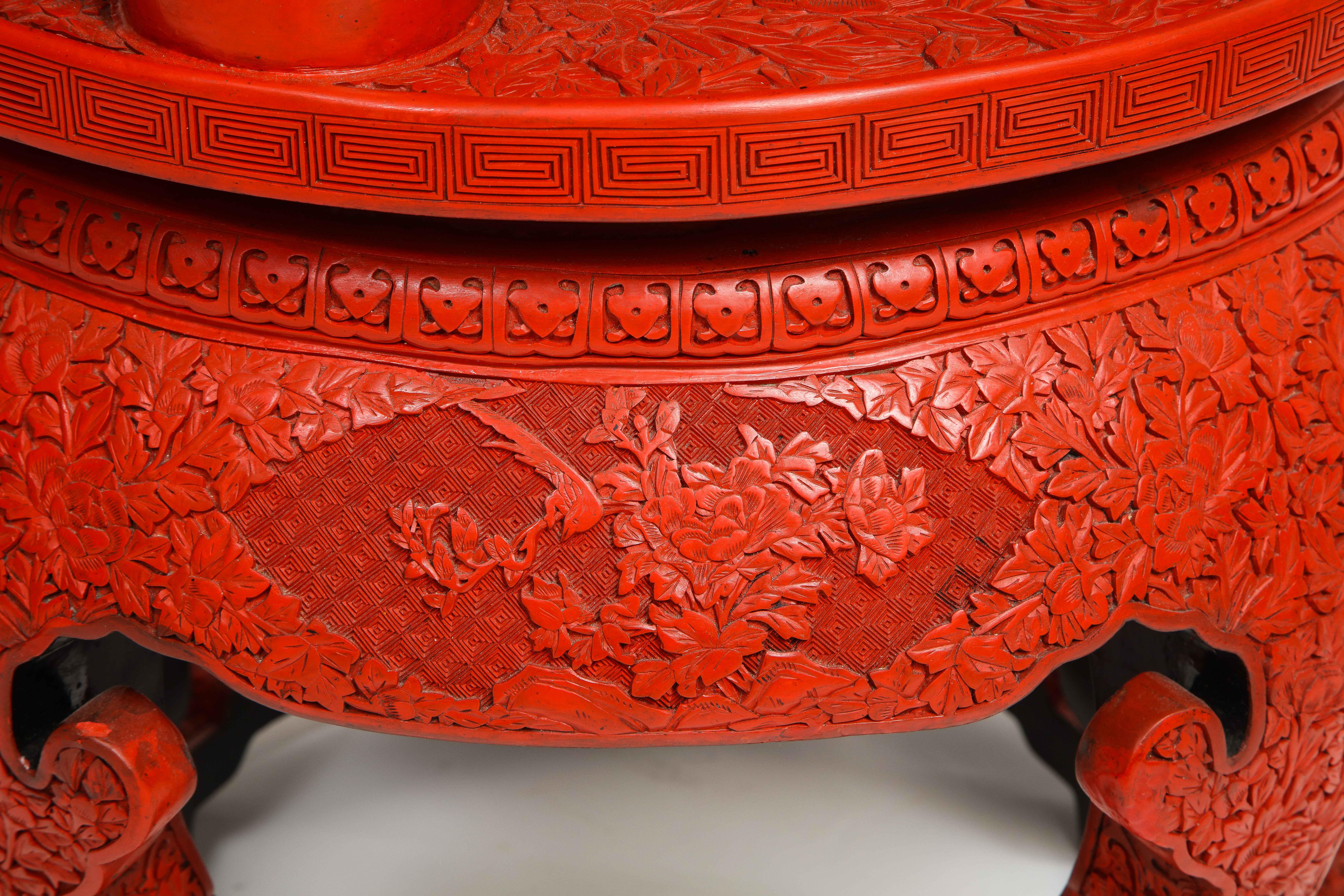 Monumental Chinese 4 Color Cinnabar 