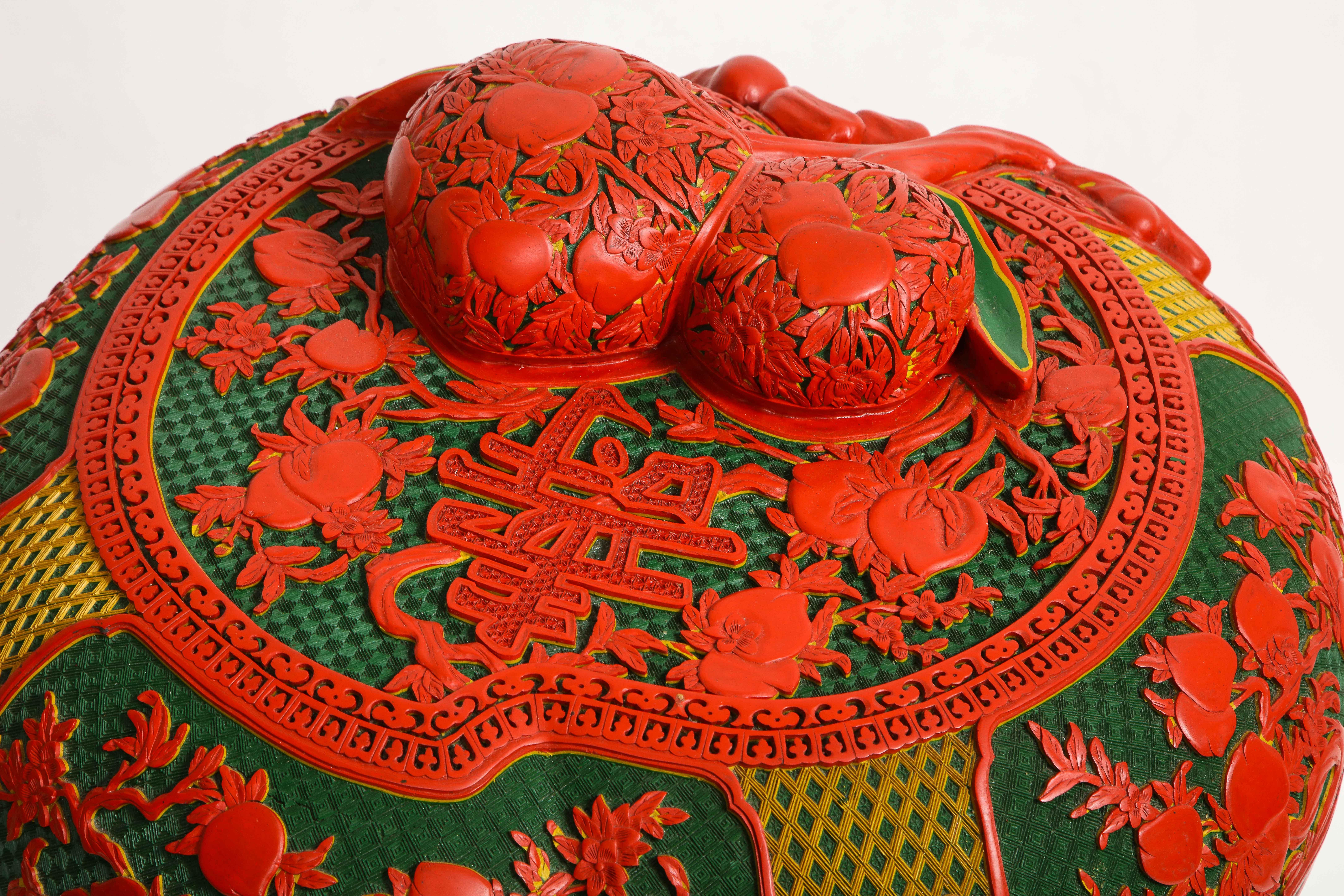 Monumental Chinese 4 Color Cinnabar 