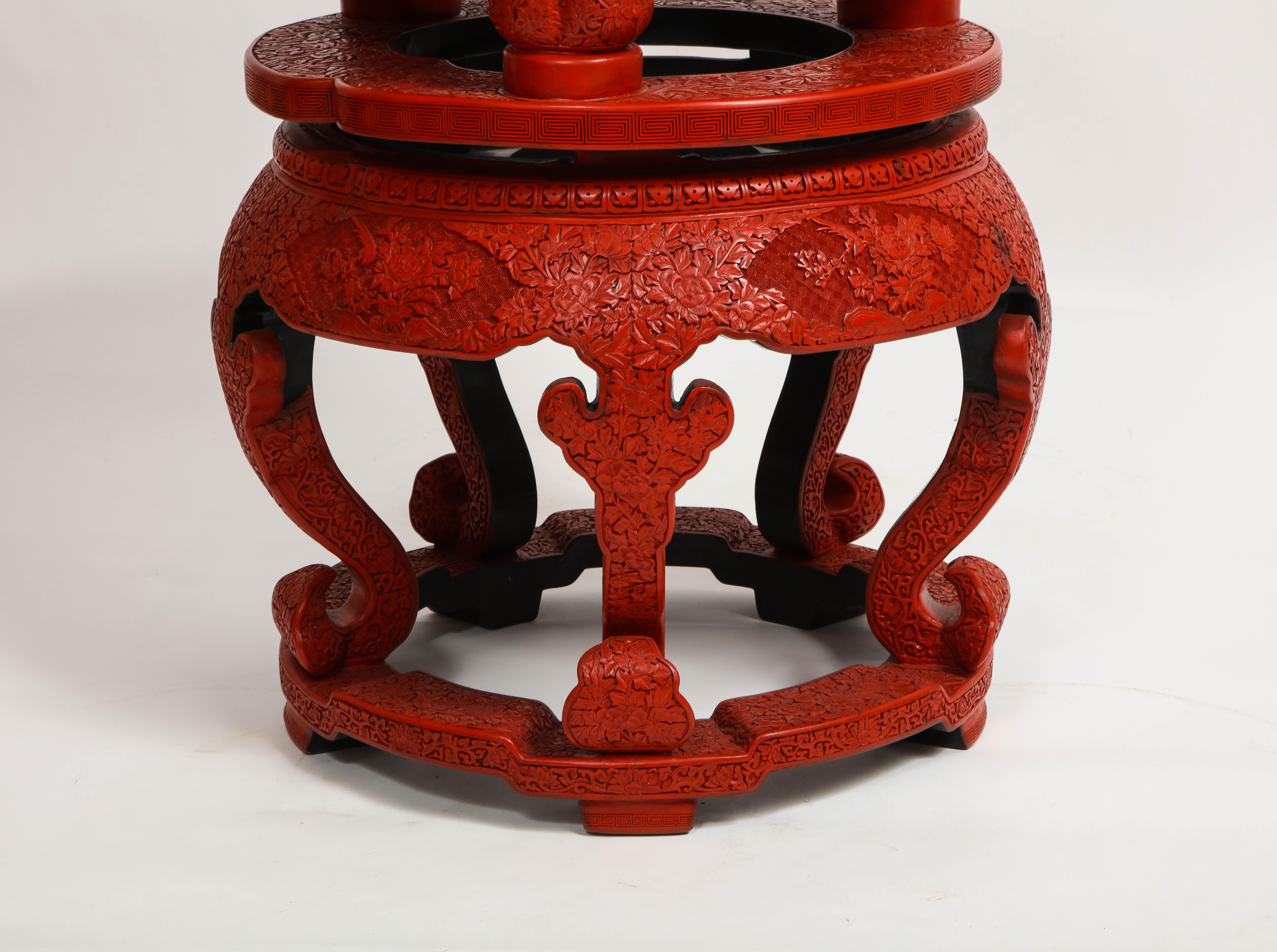 Monumental Chinese 4 Color Cinnabar 