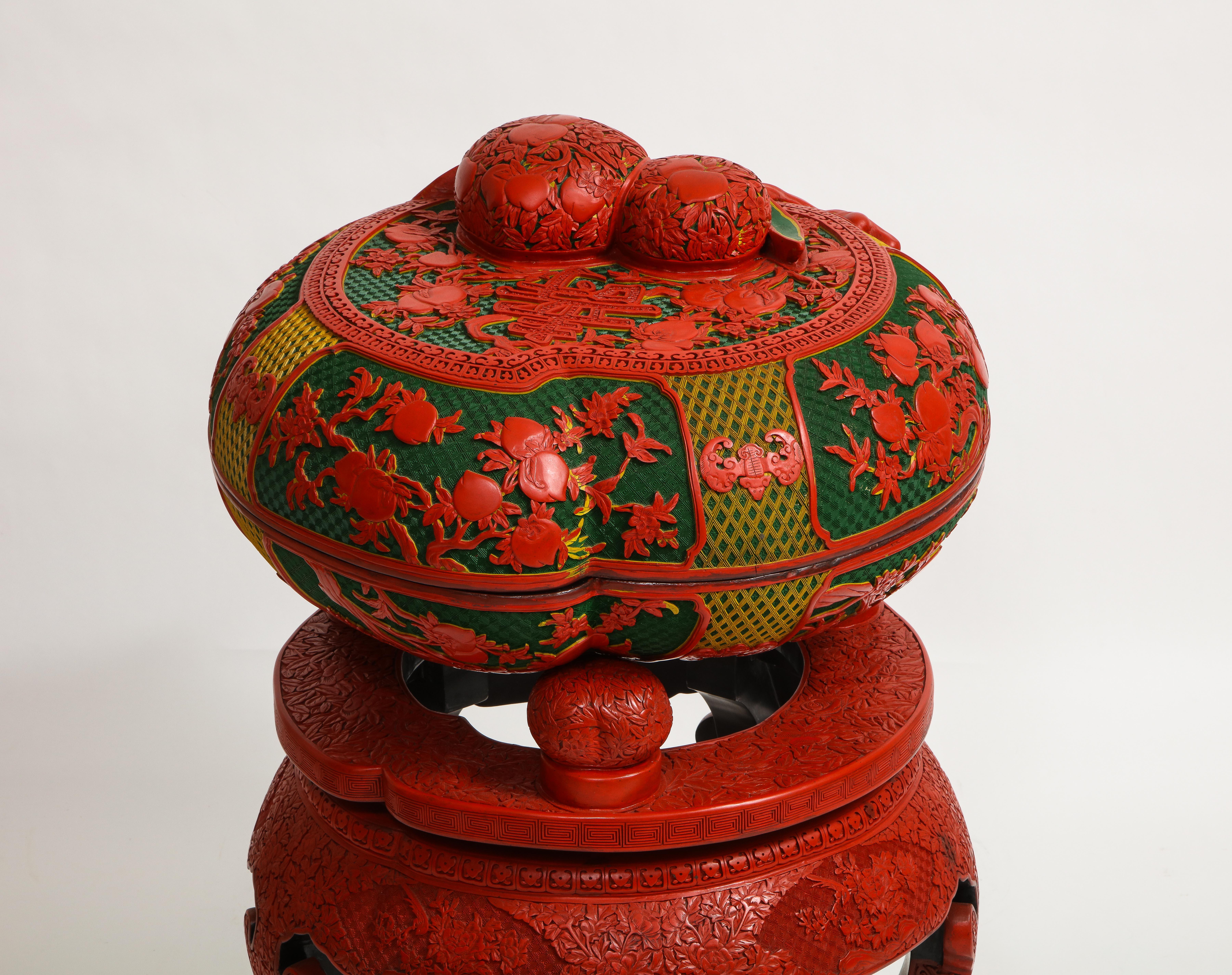 Monumental Chinese 4 Color Cinnabar 