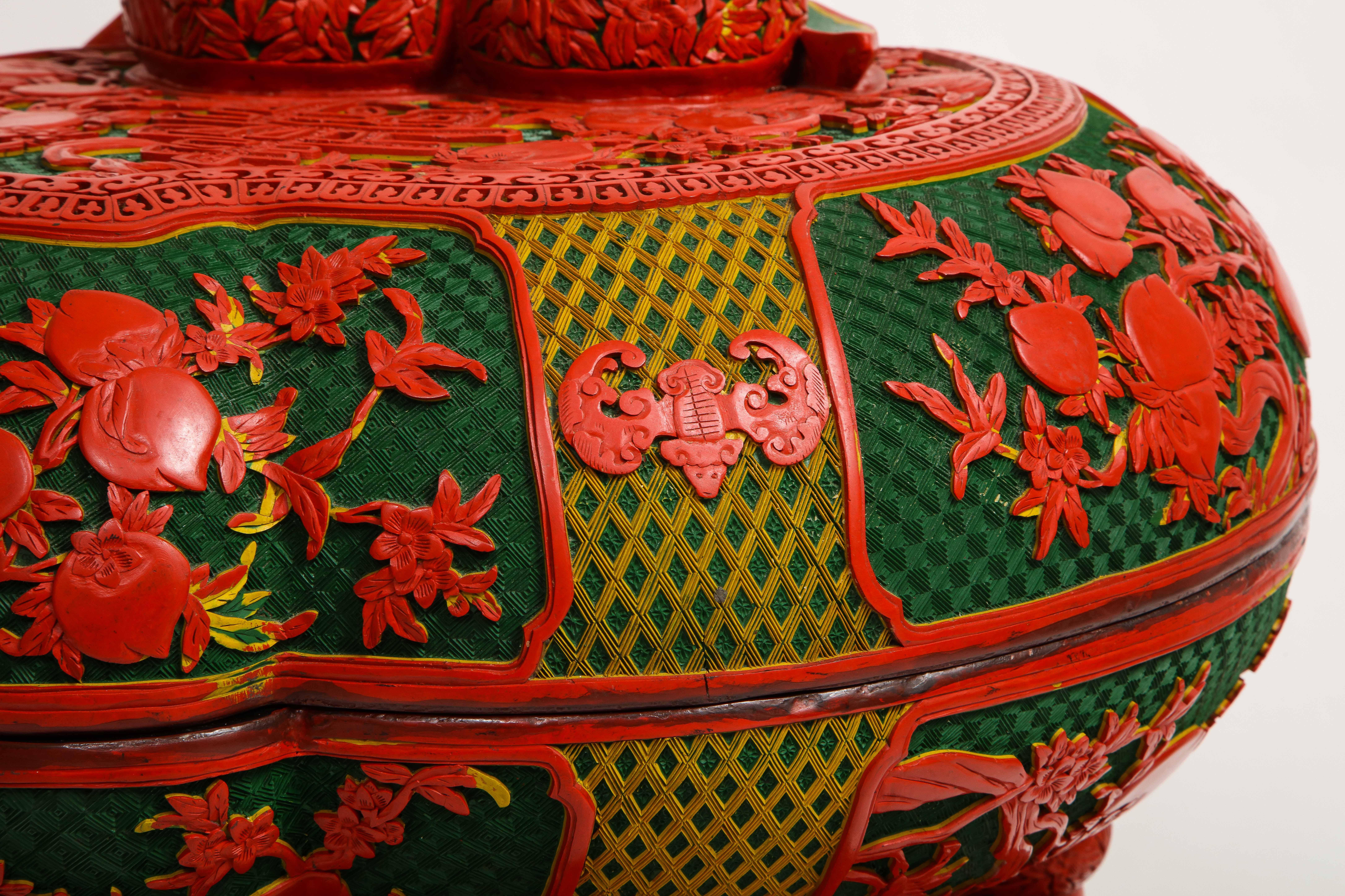 Monumental Chinese 4 Color Cinnabar 