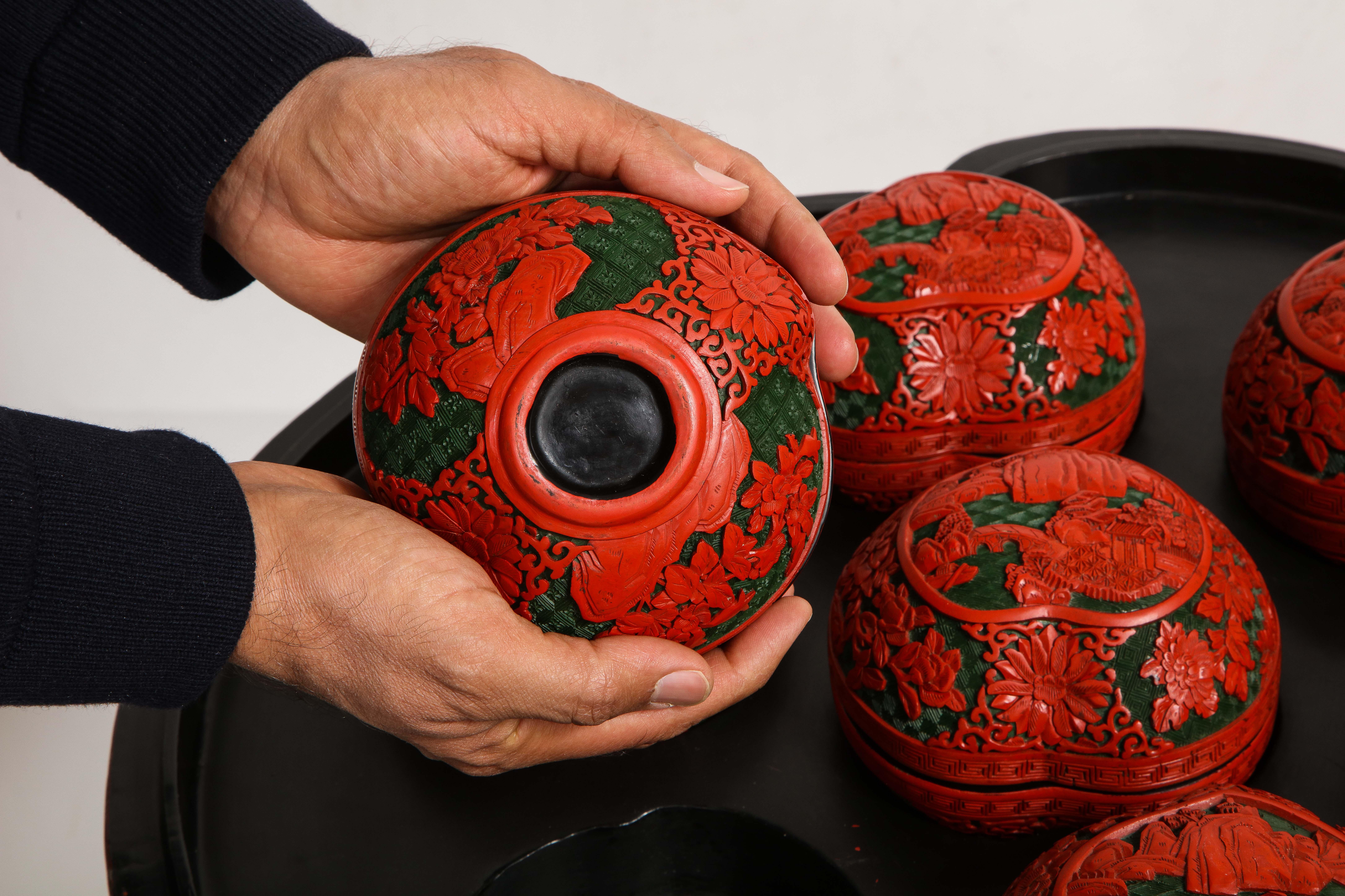Monumental Chinese 4 Color Cinnabar 