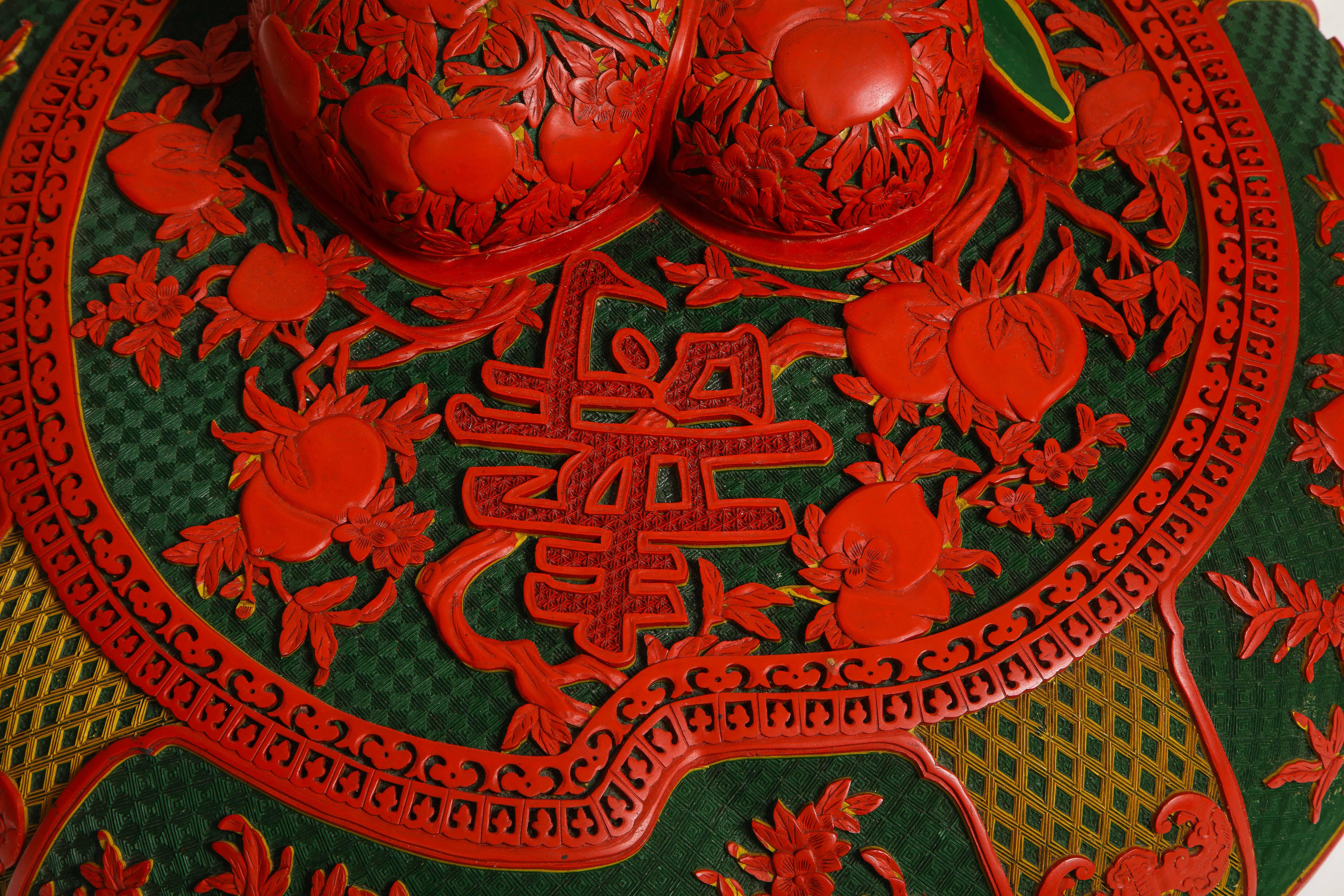 Monumental Chinese 4 Color Cinnabar 