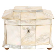 An English Regency Mother-of-Pearl Veneered Tea Caddy, Circa 1840