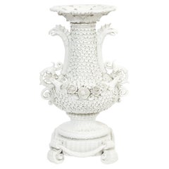 18th Century Meissen Blanc de Chine Schneeballen Vase with Phoenix Handles