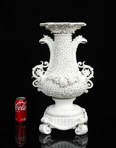 18th Century Meissen Blanc de Chine Schneeballen Vase with Phoenix Handles