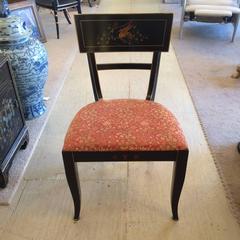 Stately Set of Six Hand-Painted Ebonized Dining Chairs